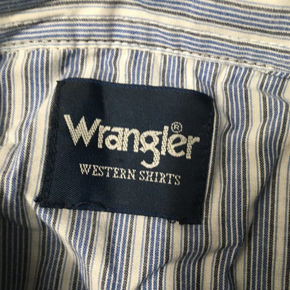 #N Wrangler Western Shirt Pearl Snap Button Up Stripe Double Pockets Long Sleeve - Picture 2 of 7